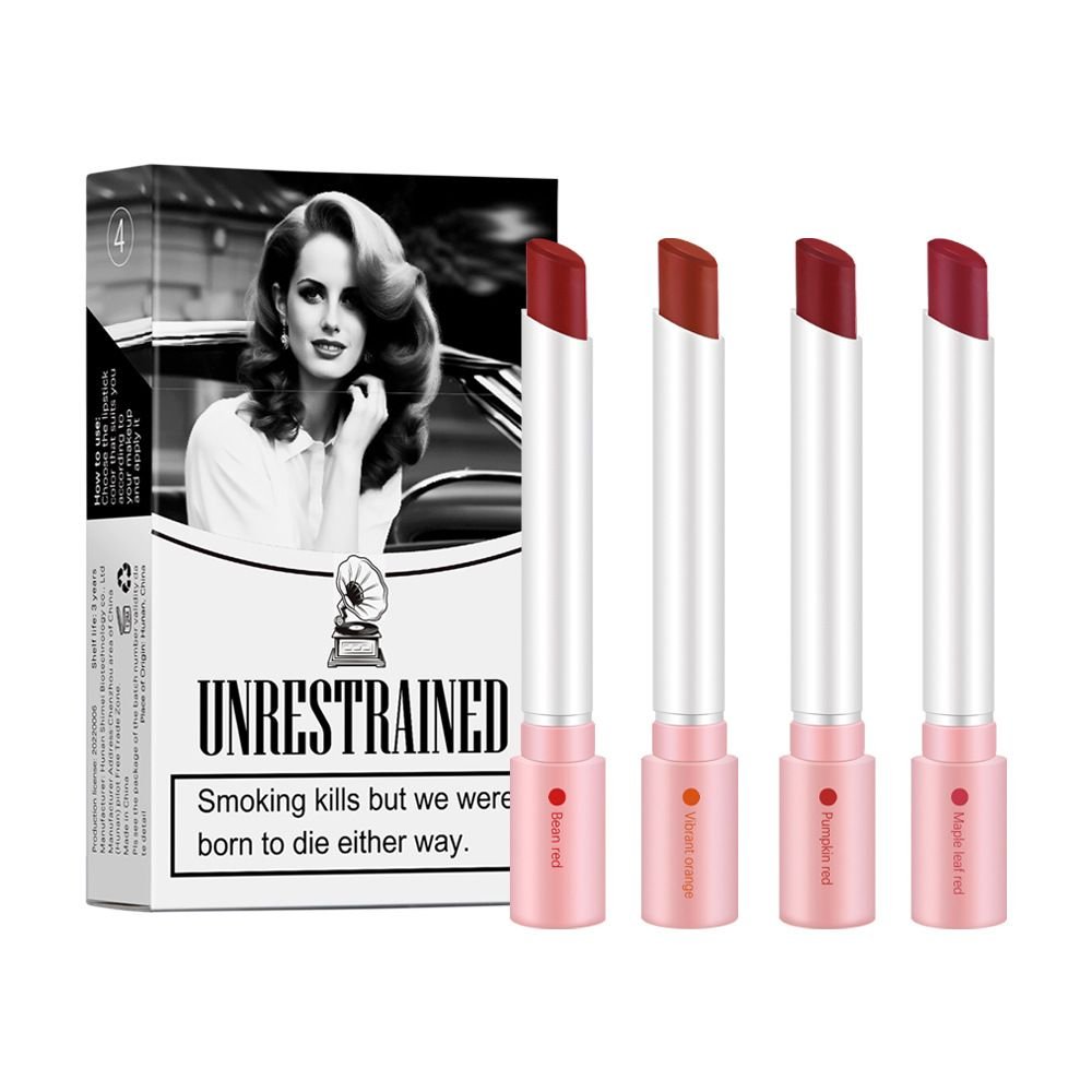 4Colors/set Cigarette Lip Gloss Set Velvet Matte Waterproof Long-lasting Lip Non-Stick Cup Cigarette Lipstick Makeup For Women