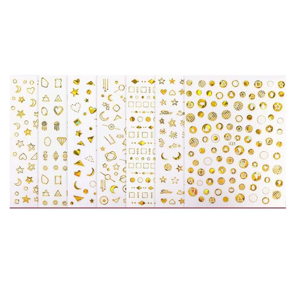 8 Sheets Self-Adhesive Random Patterned Metallic Nail Sticker DIY Nail Art Decoration Decals Nail Decals