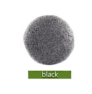 Konjac Sponge For Washing Face Round Konjac Konnyaku Sponge Facial Cleansing Exfoliator Bathing Puff Face Wash Puff (Color: BLACK)