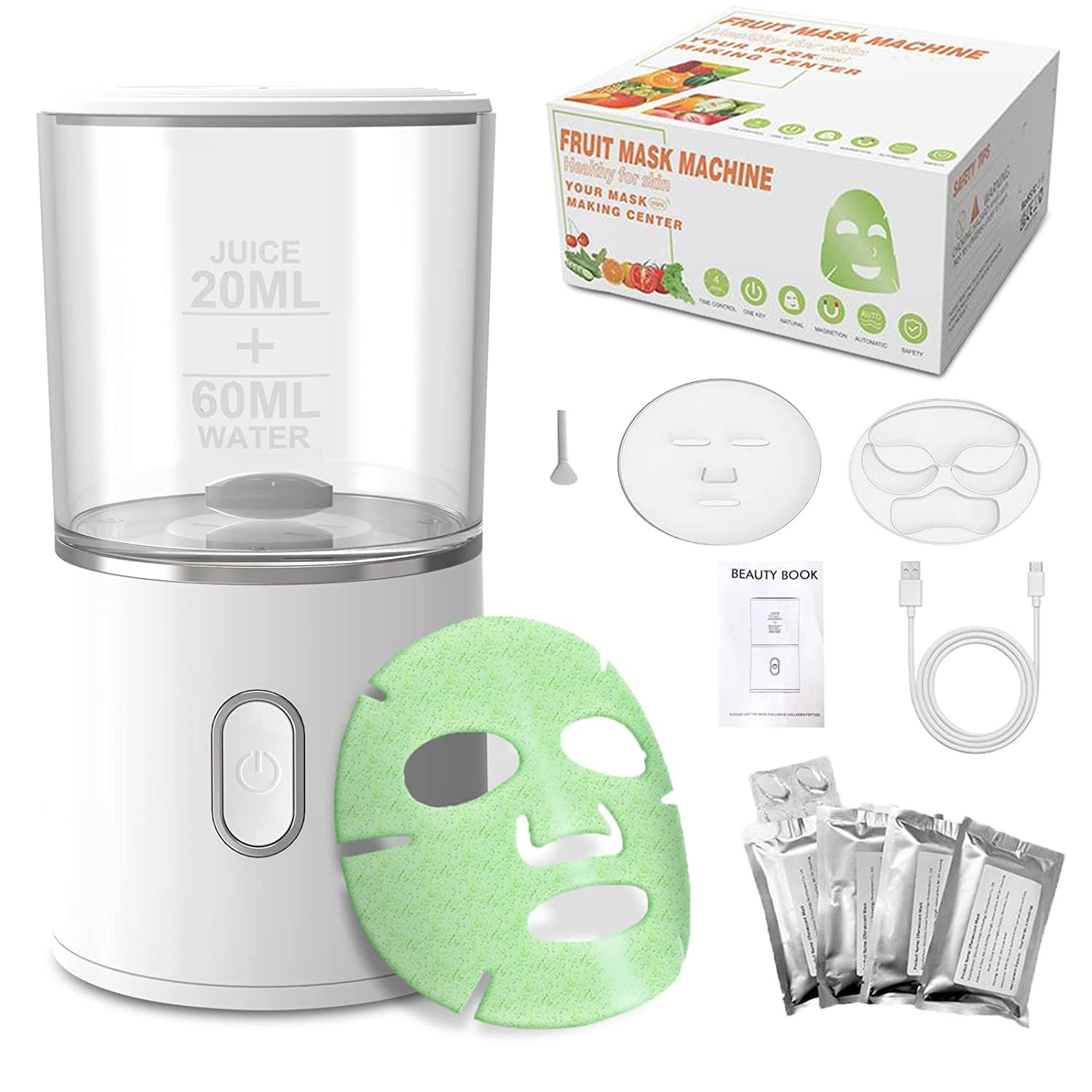DIY Automatic Facial Fruit Vegetable Mask Maker Machine Mask Mini FaceSkin Rejuvenation Home Use Beauty Devices (Color: White)