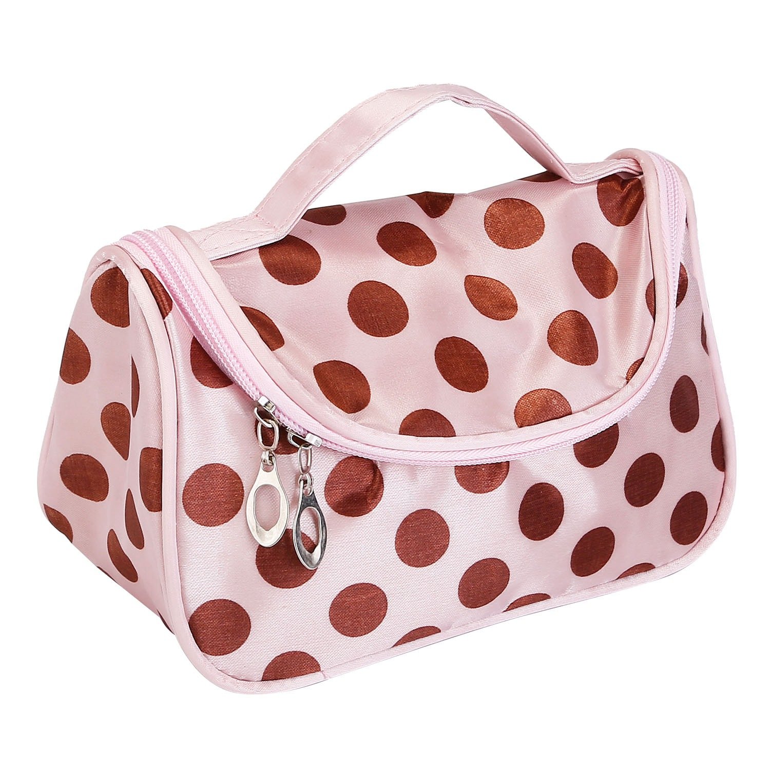 Travel Makeup Bag Portable Cosmetic Organizer with Cosmetic Mirror Waterproof Toiletry Wash Bag for Women (Option: Coffee)
