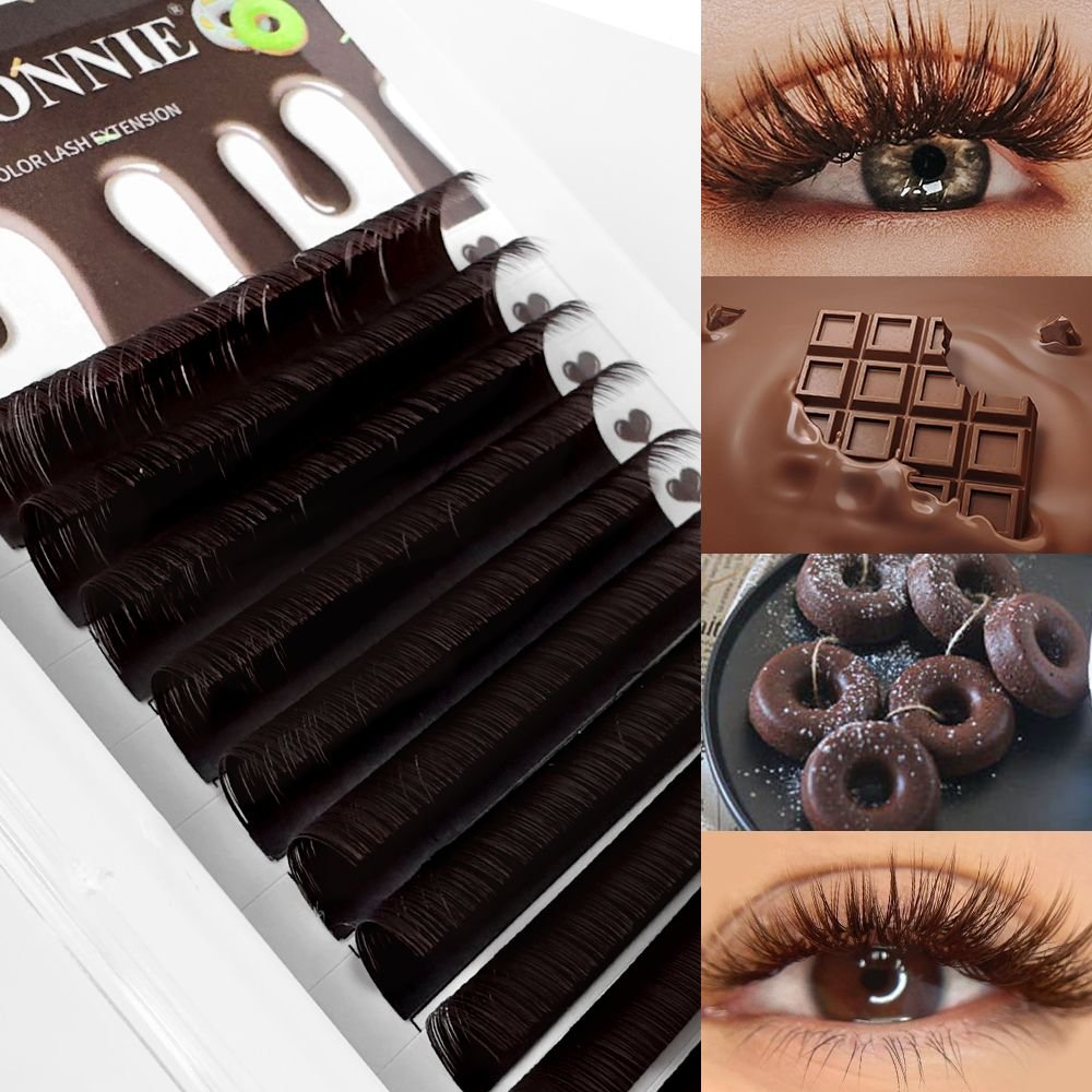 Abonnie Brown Individual Eyelashes Extension All Size Lashes Colorful Premium Classic Lashes (Curl, Thickness, Length: D, 0.05mm, 11mm, Color: Chocolate)