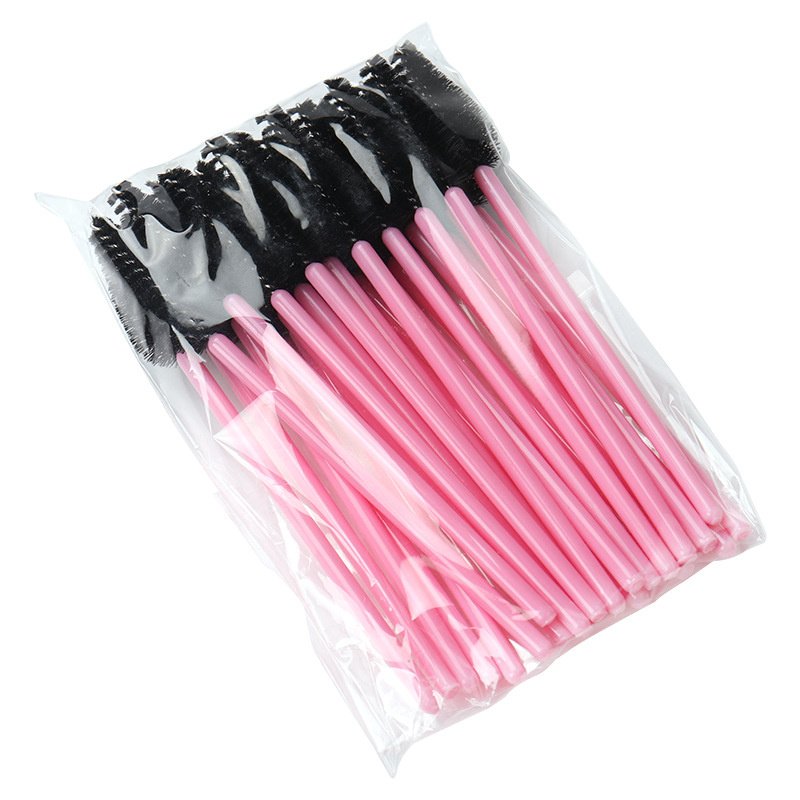 25pcs Eyelashes Extension Supplies Makeup Brushes Mascara Wand Microbrush Eyebrow Eyelash Cosmetics Applicator Spoolie Brush (Color: Pink Black)
