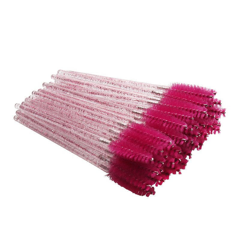 100 Pcs Disposable Eyelash Mascara Brushes for Eye Lashes Extension Eyebrow and Makeup Wholesale of Makeup Tools (Color: Crystal-Rose-100pcs)