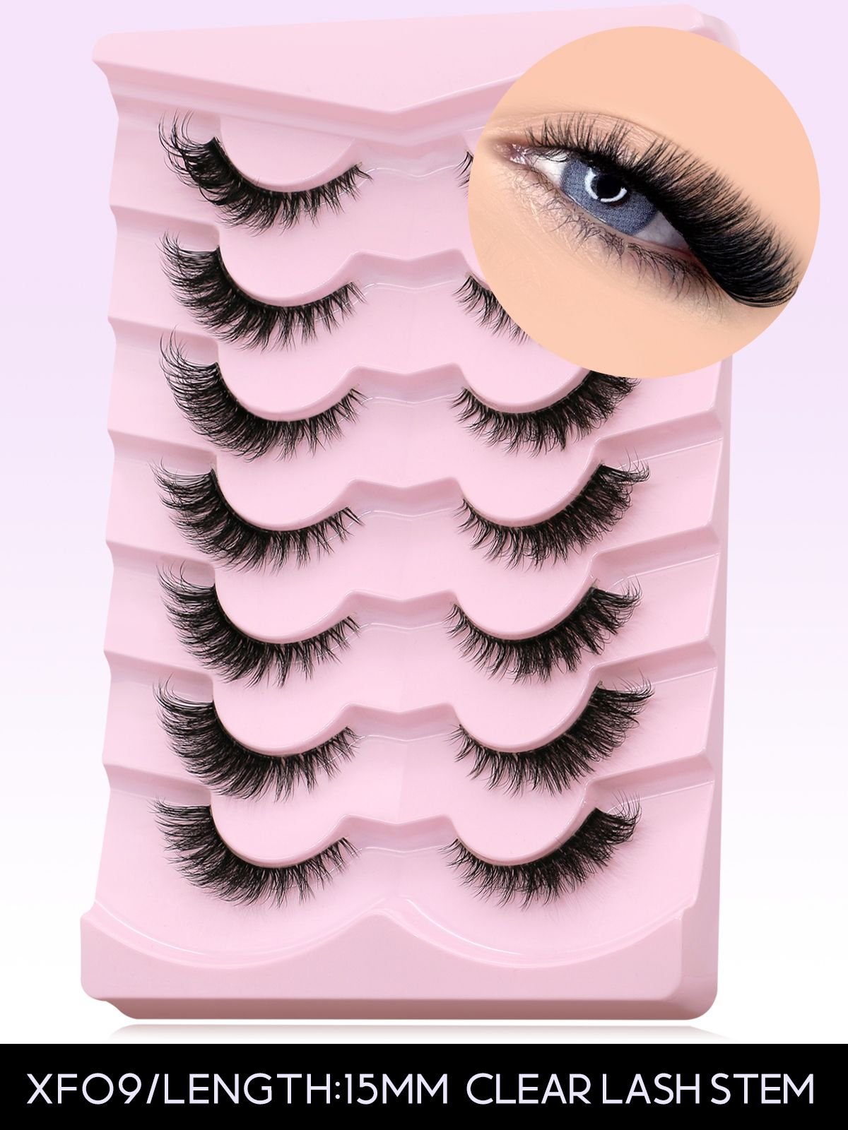 GROINNEYA Cat Eye Lashes Natural long Clear Band Lashes Winged End Eye Elongated Eyelashes Faux Mink Eyelashes Makeup (Color: 7 Pairs-XF09)