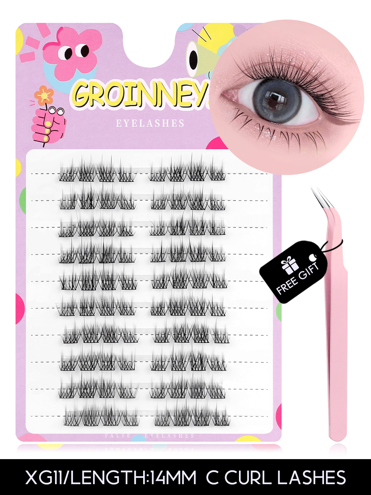 GROINNEYA Lash Clusters K Pop Liz Pick DIY Lashes Kit Volume Individual Lashes Volume & Natural Look Natural Eyelash Extension (Color: Fluffy Styles)