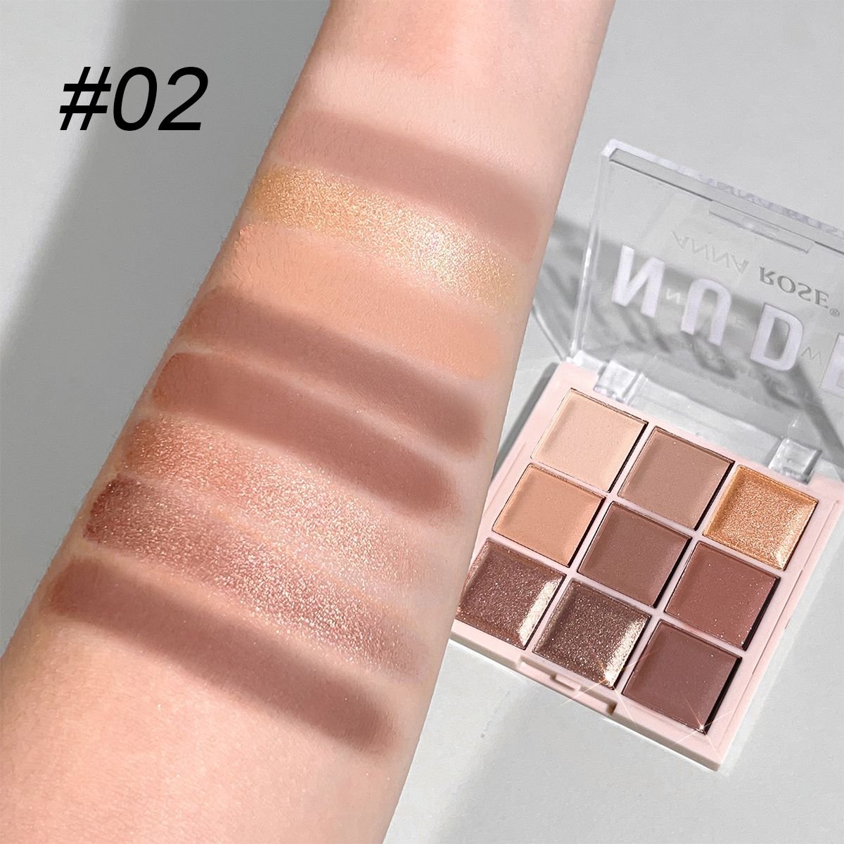 9-Color Eyeshadow Palette with Fine Glitter, Shimmer, Matte, Milk Tea Shades; Mini, Daily Use, Student-Friendly Makeup (Color: E1877-02)