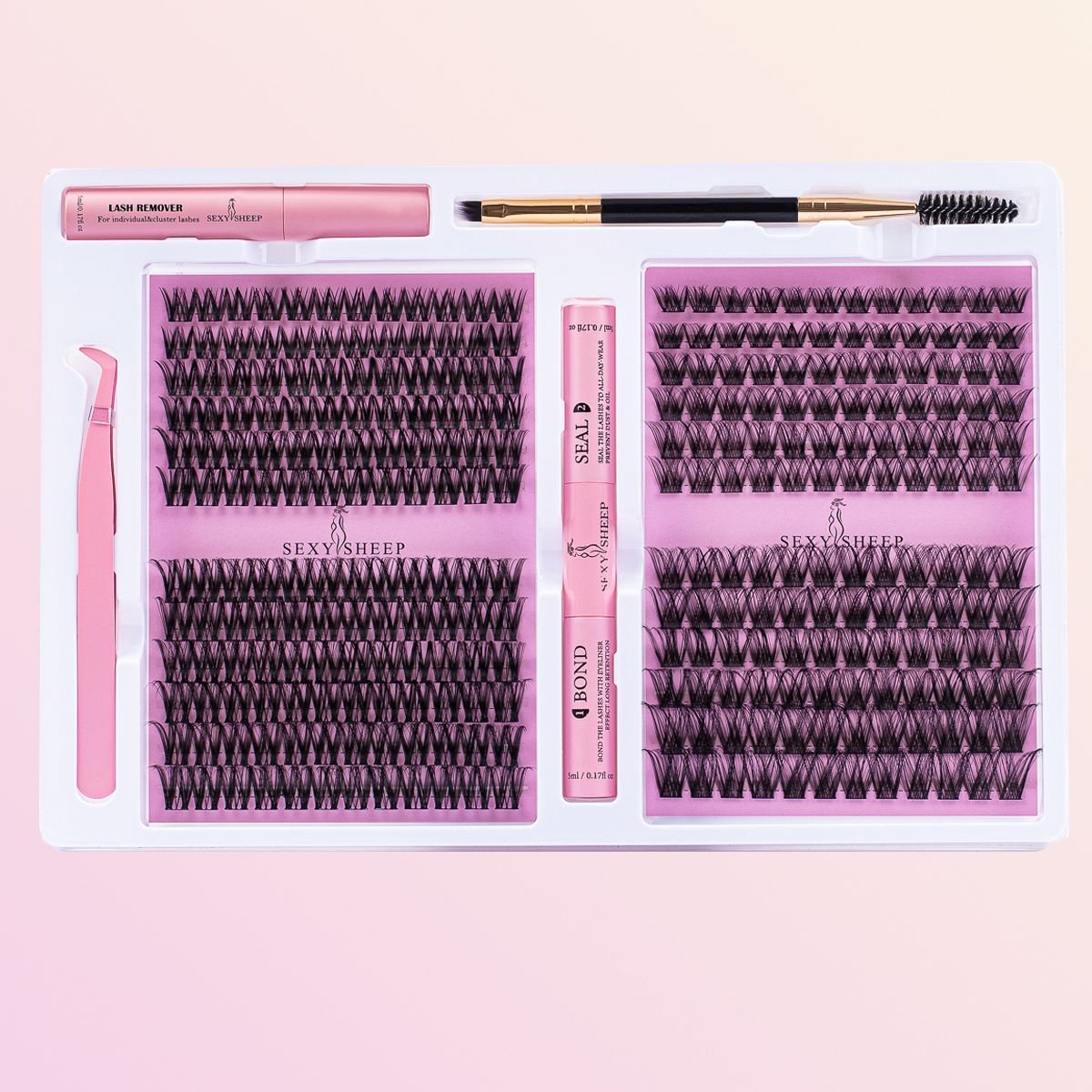 DIY False Eyelashes Clusters Extensions Individual Lashes Cluster Natural Segmented With glue,Remover,lash brush, tweezers (Color: W02 XW7)