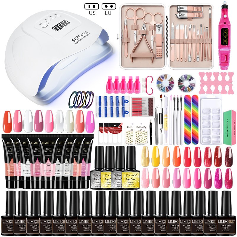 Nail Set Gel Nail Polish Set With UV LED Lamp Dryer Semi Permanent Gel Varnish Set Professional Nail Art Tools Kit Manicure Set (Type: ZH282-3)