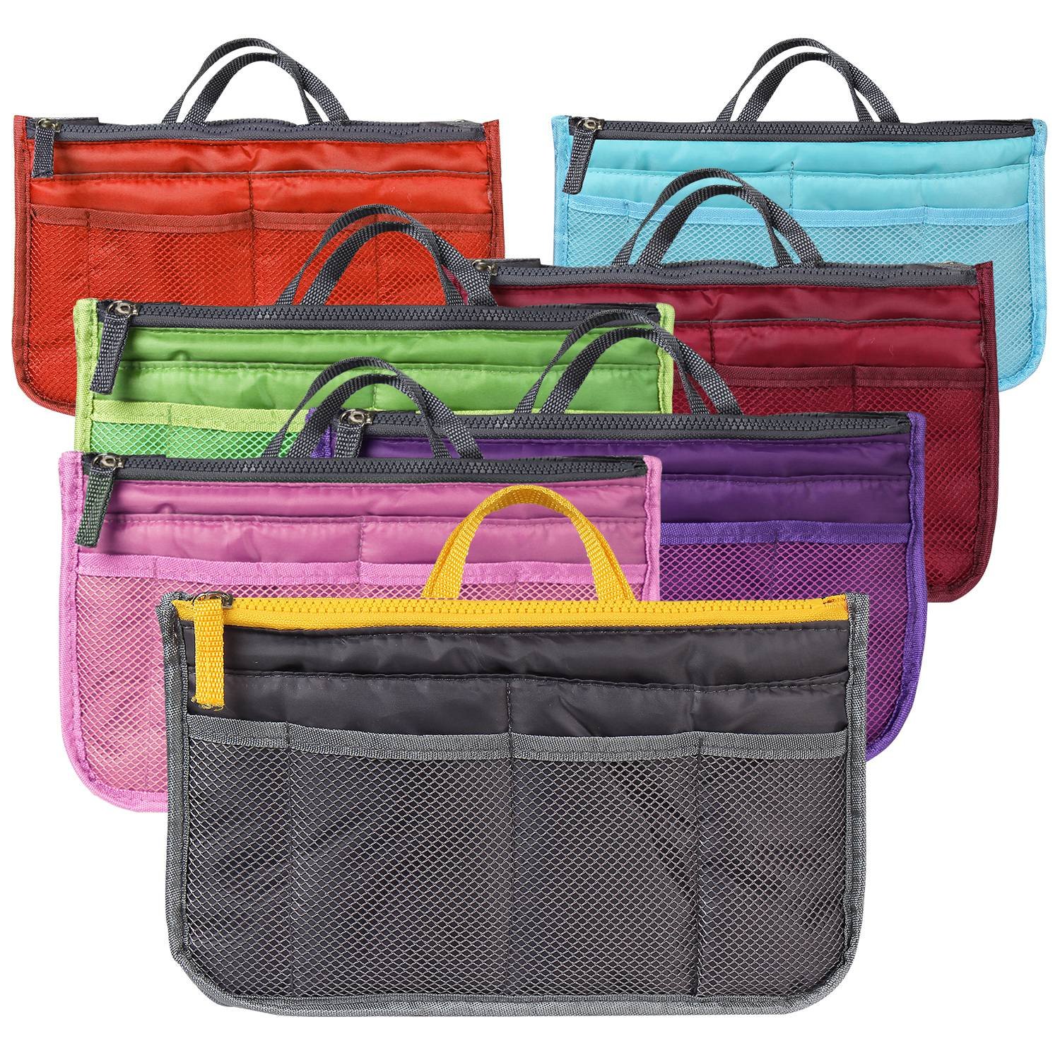 Women Lady Travel Insert Handbag Organiser Makeup Bags Toiletry Purse Liner w/Hand Strap (Option: Gray)
